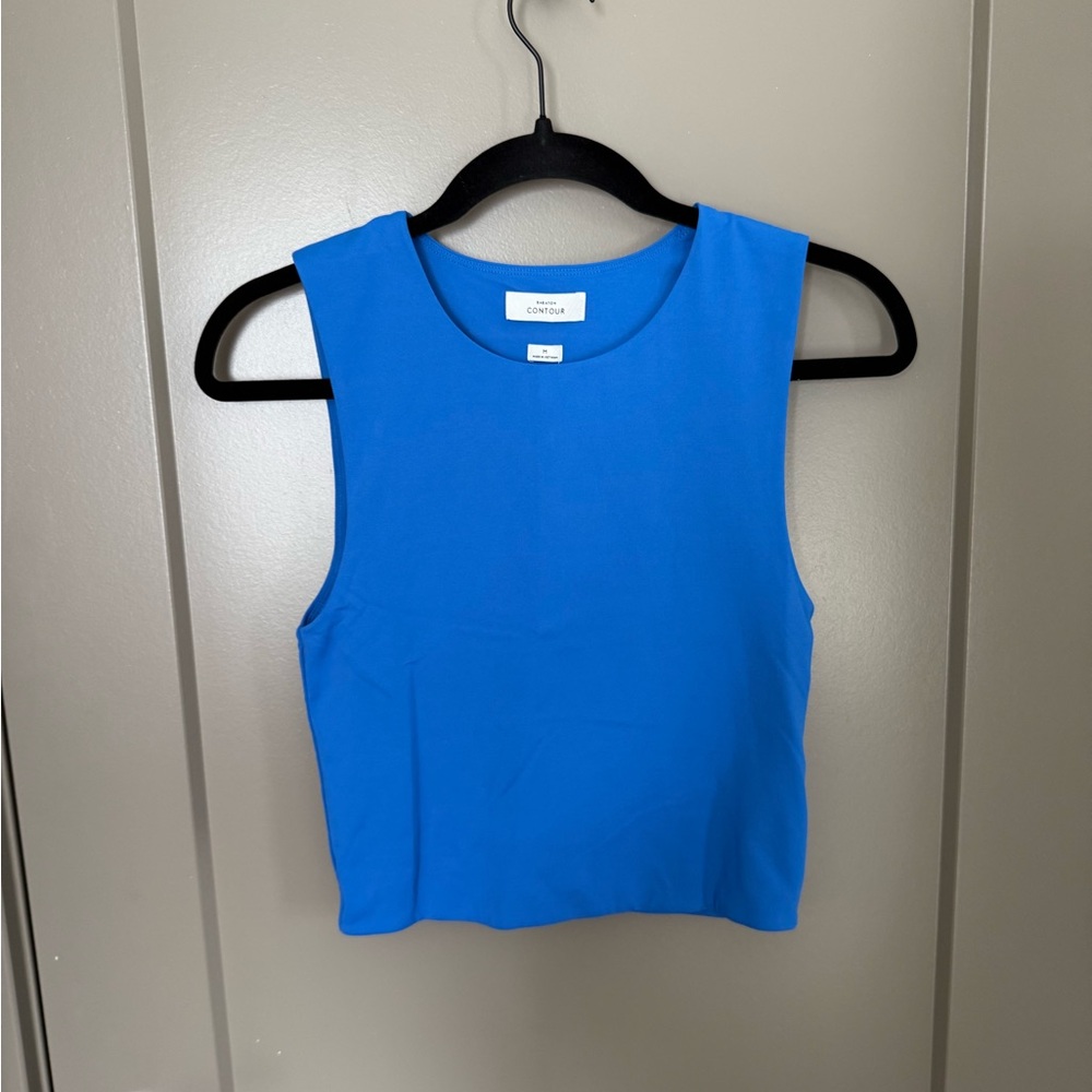 Babaton Blue Fitted Crop Tank Top